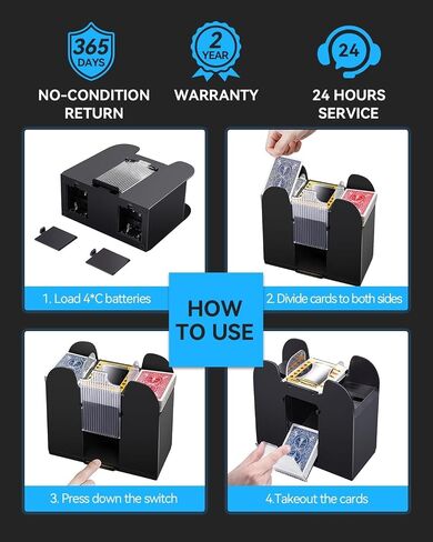 Automatic Card Shuffler - 1-2 Deck, Poker Shuffler Machine, Casino Card Electric Shuffler, Lower Noise Playing Card Shuffler for UNO, Phase 10, Poker Skip Bo Card Games, Sleeved Card in Saudi Arabia