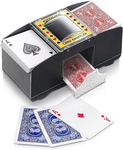 Automatic Card Shuffler - 1-2 Deck, Poker Shuffler Machine, Casino Card Electric Shuffler, Lower Noise Playing Card Shuffler for UNO, Phase 10, Poker Skip Bo Card Games, Sleeved Card in Saudi Arabia