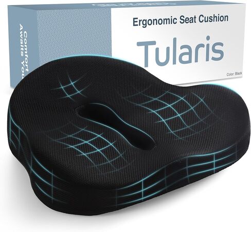 XL Pressure Relief Seat Cushion for Office Chair Cushion - Memory Foam Desk Chair Cushion for Long Sitting Butt Pillow Tailbone Pain Relief Cushion Coccyx Sciatica Pillow Cushion for Hip & Back Pain. in Saudi Arabia