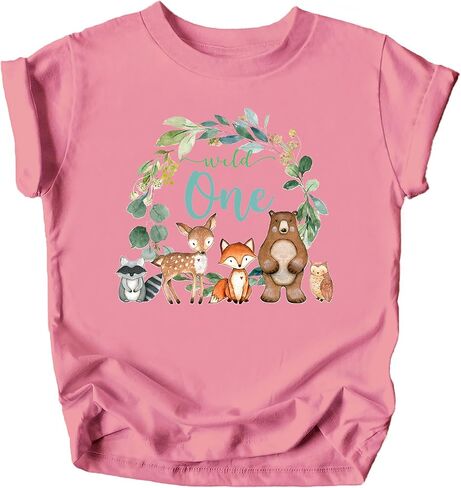 Wild One Wreath with Woodland Animals T-Shirts for Baby Girls and Boys in Saudi Arabia