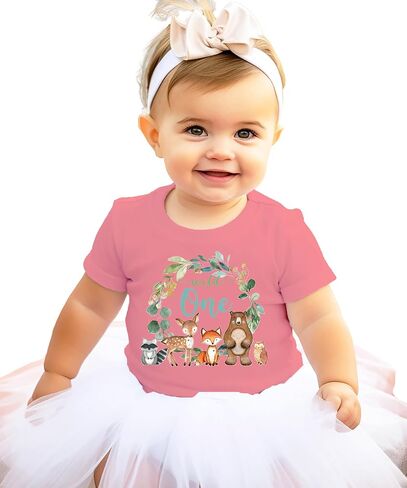 Wild One Wreath with Woodland Animals T-Shirts for Baby Girls and Boys in Saudi Arabia