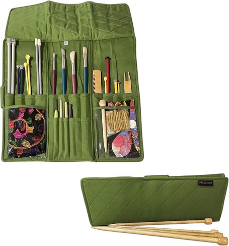 Yazzii Knitting Needles Case - Travel Organizer for Knitting Needles - Rolling Organizer Case Green in Saudi Arabia