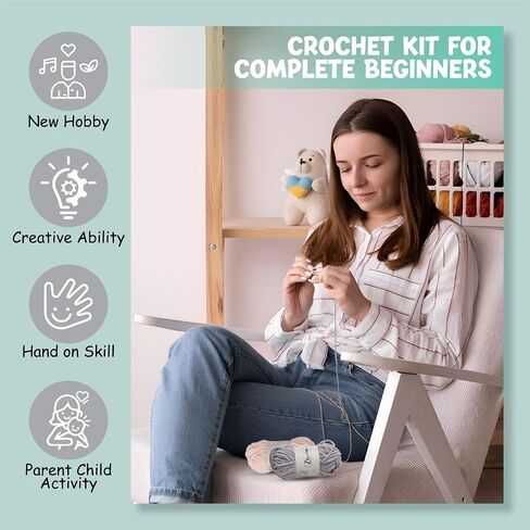 Crochet Cat Paw Gloves Kit for Beginners, Step-by-Step Video Tutorials and Instruction, Complete DIY Learn to Crochet, Crochet Starter Kits with Plush Yarn, Hook, All Accessories, Cute Cat Paw Mittens in Saudi Arabia