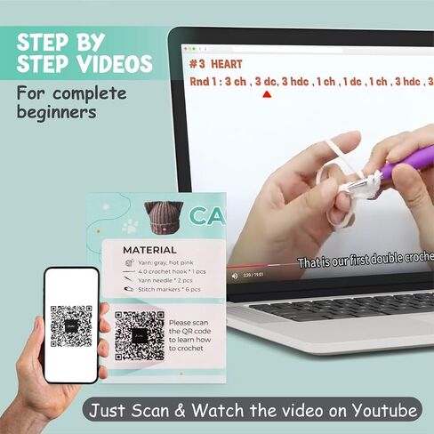 Crochet Cat Paw Gloves Kit for Beginners, Step-by-Step Video Tutorials and Instruction, Complete DIY Learn to Crochet, Crochet Starter Kits with Plush Yarn, Hook, All Accessories, Cute Cat Paw Mittens in Saudi Arabia