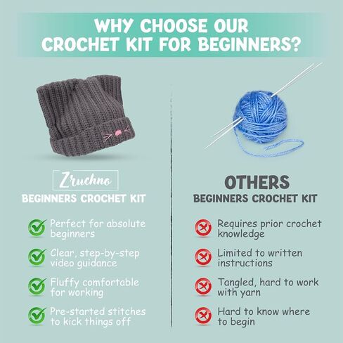Crochet Cat Paw Gloves Kit for Beginners, Step-by-Step Video Tutorials and Instruction, Complete DIY Learn to Crochet, Crochet Starter Kits with Plush Yarn, Hook, All Accessories, Cute Cat Paw Mittens in Saudi Arabia