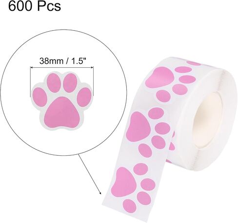 MECCANIXITY Adhesive Label Stickers Pink 600Pcs Paw Prints Stickers 1.5inch Dog Paw Bear Paw Stickers for Children Teacher Fit Crafts Party in Saudi Arabia