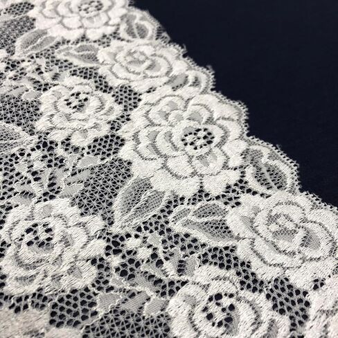 شريط مطاطي من الدانتيل بطول 6 بوصات، مثالي للحرف اليدوية وصناعة الخياطة وتغليف الهدايا وديكورات الزفاف - 5 ياردات -8939 (أبيض) in Kuwait