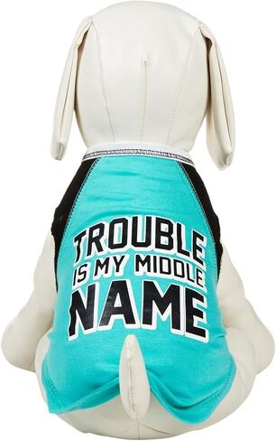 Trouble is My Middle Name Dog Tank - Teal - Small in Saudi Arabia