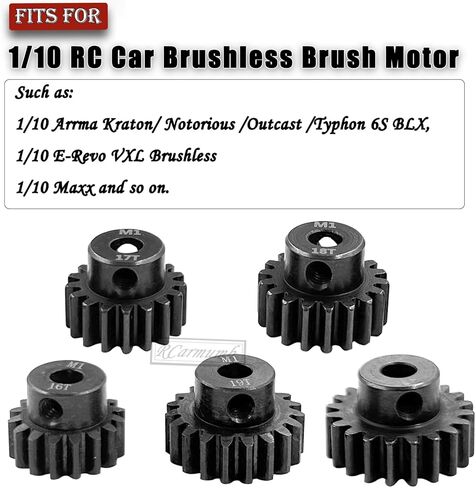 مجموعة تروس M1 ترس ترقيات أجزاء لمحرك فرشاة بدون فرشاة 1/10 RC، معدن فولاذي Mod 1 21T 22T 23T 24T 25T 5 مم تروس محرك عمود مع مفتاح سداسي يقفز لأعلى in Kuwait