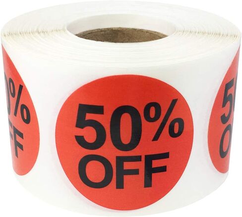 50% Percent Off Stickers for Retail 1.5 Inch 500 Adhesive Labels in Saudi Arabia