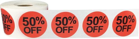 50% Percent Off Stickers for Retail 1.5 Inch 500 Adhesive Labels in Saudi Arabia