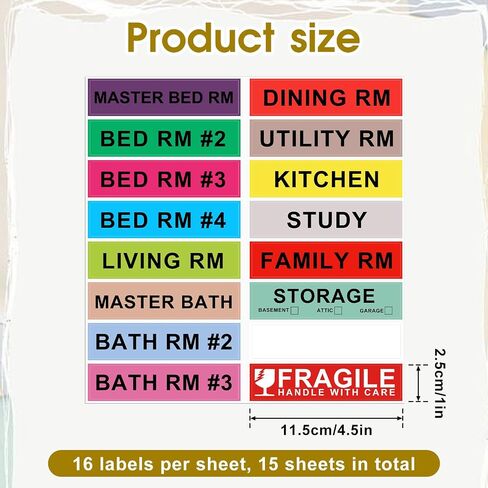 Removable Home Moving Labels, 240 Pcs Large Moving Stickers for Boxes Home Coding Packing Labels, Fragile Moving Stickers, Writable Blank Labels Living Room Stickers (4.5 x1 Inch) in Saudi Arabia