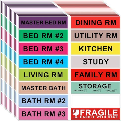 Removable Home Moving Labels, 240 Pcs Large Moving Stickers for Boxes Home Coding Packing Labels, Fragile Moving Stickers, Writable Blank Labels Living Room Stickers (4.5 x1 Inch) in Saudi Arabia