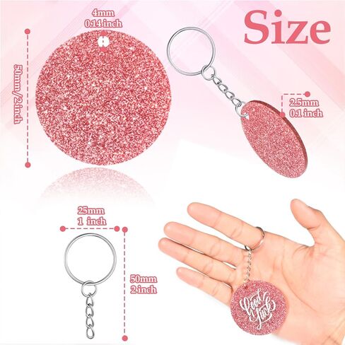 30 جهاز كمبيوتر شخصى بريق الاكريليك سلسلة المفاتيح الفراغات مجموعات 2 بوصة واضح ملون الاكريليك المفاتيح جولة الفراغات الاكريليك ورقة المفاتيح خواتم شرابات DIY روز الذهب سلاسل المفاتيح للمكافآت شكرا الهدايا DIY الفينيل الحرفية in Kuwait