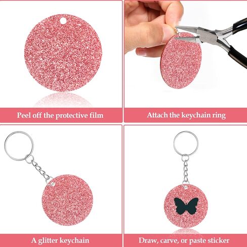 30 جهاز كمبيوتر شخصى بريق الاكريليك سلسلة المفاتيح الفراغات مجموعات 2 بوصة واضح ملون الاكريليك المفاتيح جولة الفراغات الاكريليك ورقة المفاتيح خواتم شرابات DIY روز الذهب سلاسل المفاتيح للمكافآت شكرا الهدايا DIY الفينيل الحرفية in Kuwait