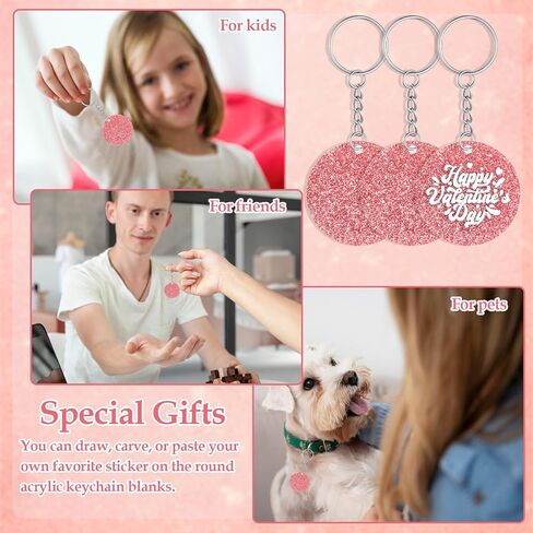 30 جهاز كمبيوتر شخصى بريق الاكريليك سلسلة المفاتيح الفراغات مجموعات 2 بوصة واضح ملون الاكريليك المفاتيح جولة الفراغات الاكريليك ورقة المفاتيح خواتم شرابات DIY روز الذهب سلاسل المفاتيح للمكافآت شكرا الهدايا DIY الفينيل الحرفية in Kuwait