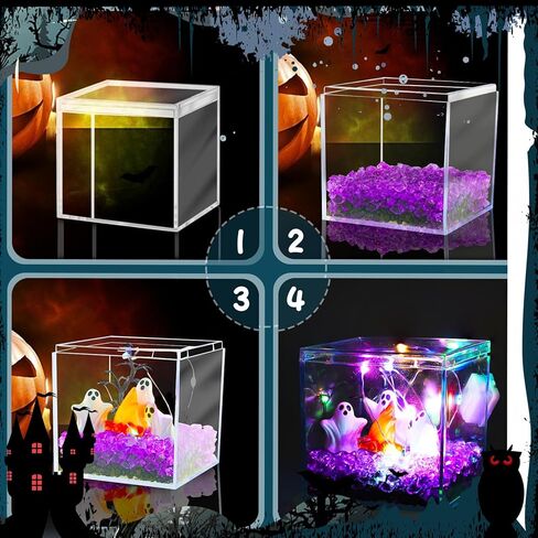 Hiawbon مصغرة هالوين شبح تمثال الراتنج سحر DIY خزان شبح ديكور الحرفية عدة، مصغرة الراتنج شبح ديكور الخرز شبح نار المخيم ديكور مجموعة لجميع القديسين DIY المناظر الطبيعية حديقة خرافية in Kuwait