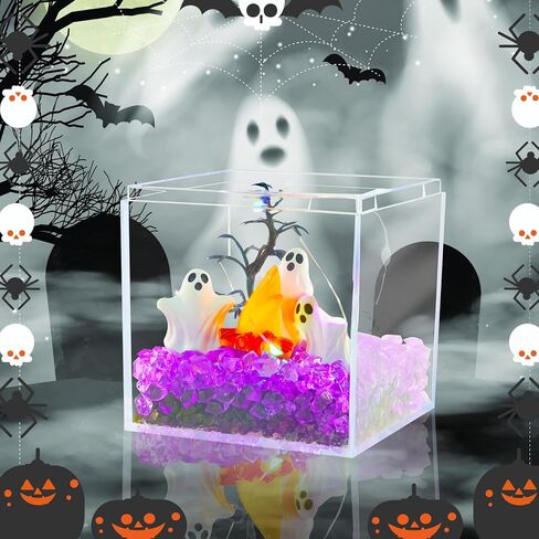 Hiawbon مصغرة هالوين شبح تمثال الراتنج سحر DIY خزان شبح ديكور الحرفية عدة، مصغرة الراتنج شبح ديكور الخرز شبح نار المخيم ديكور مجموعة لجميع القديسين DIY المناظر الطبيعية حديقة خرافية in Kuwait