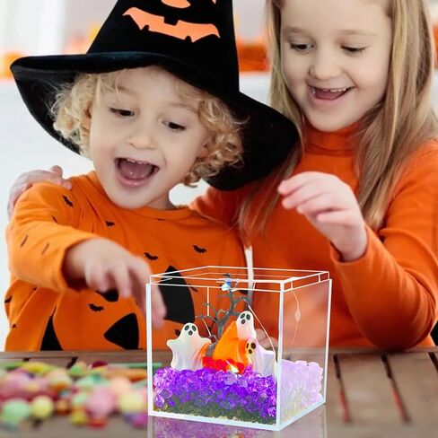 Hiawbon مصغرة هالوين شبح تمثال الراتنج سحر DIY خزان شبح ديكور الحرفية عدة، مصغرة الراتنج شبح ديكور الخرز شبح نار المخيم ديكور مجموعة لجميع القديسين DIY المناظر الطبيعية حديقة خرافية in Kuwait