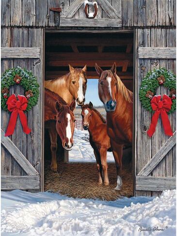 Bits and Pieces - 1000 Piece Jigsaw Puzzle for Adults - Horse Barn Christmas - 1000 pc Winter Holiday Scene Jigsaw by Artist Russell Cobane in Saudi Arabia
