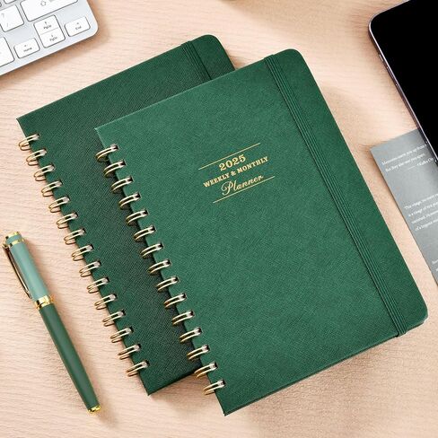 مخطط 2025 - يناير 2025 - ديسمبر 2025، مخطط 2025، 6.3 بوصة × 8.4 بوصة، مخطط 2025 أسبوعيًا وشهريًا، غلاف فني، مخطط تقويم 2025 مع شريط حلزوني in Kuwait