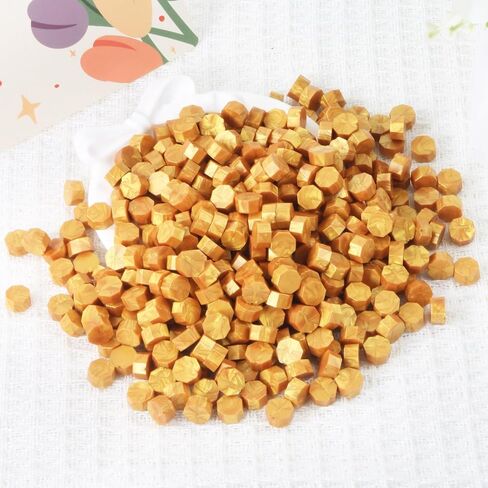 خرز شمع ختم ذهبي 720 قطعة، خرز ختم شمع ذهبي ممتاز 0.55 رطل لختم ختم الشمع، حزمة إعادة ملء حبيبات الشمع لطقم ختم الشمع، دعوات الزفاف، ختم الحروف in Saudi Arabia