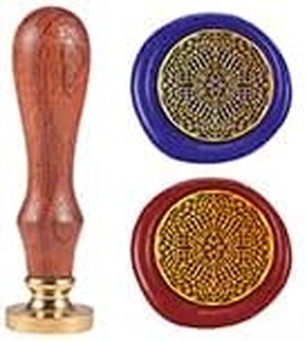 Mechanical Chip Wax Seal Stamp, Embossed Stamp Sealing Removable 1" Novelty Brass Wax Seal Stamp Head with Wooden Handle for Wedding Invitations Envelopes Gift Packing Craft Adhesive Waxing in Saudi Arabia