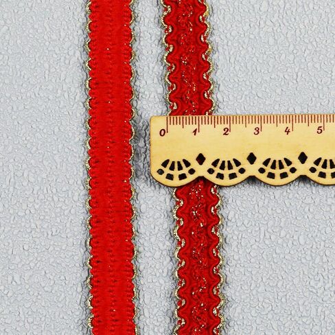 شريط دانتيل مزخرف من القماش البني والذهبي بعرض 10 ياردات 15 ملم/0.59 بوصة لجميع أنواع الملابس المخيطة والستائر والخياطة ومصابيح الحرف اليدوية لتزيين الأثاث (بني وذهبي) in Kuwait