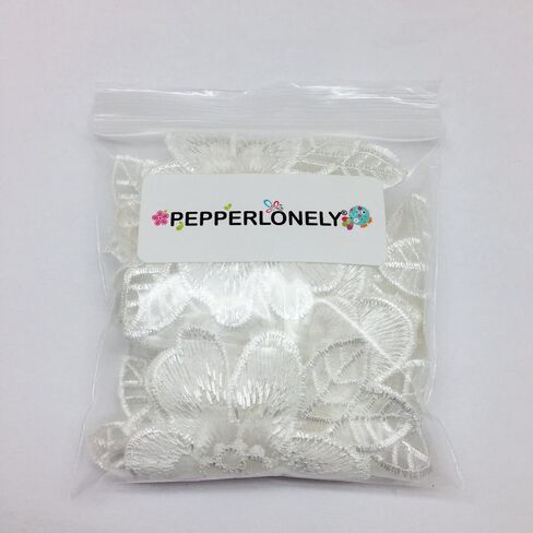 PEPPERLONELY 10 قطع من شريط حافة الدانتيل المطرز باللؤلؤ الذهبي والشيفون، مقاس 6.5 × 8 سم in Kuwait
