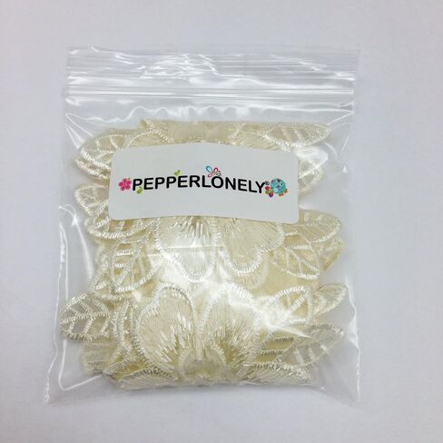 PEPPERLONELY 10 قطع من شريط حافة الدانتيل المطرز باللؤلؤ الذهبي والشيفون، مقاس 6.5 × 8 سم in Kuwait