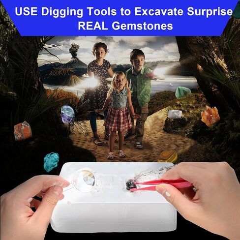 24 Rock Collection for Kids, Rocks Gems & Geodes Maker Lab STEM Kit, Gemstones & Crystals with Learning Guide,Educational Christmas Avent Calendar Geologist's Gift for Boys & Girls in Saudi Arabia