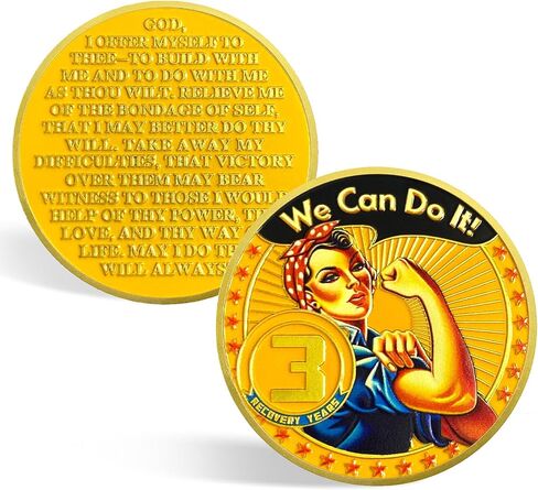 CHURYUML 6 Year Rosie The Riveter Sobriety Coin | Empowering Sobriety Gifts for Women | Six Year Sobriety Chip AA Coins Recovery Anniversary Medallions Alcoholics Anonymous Addiction Recovery Gifts in Saudi Arabia