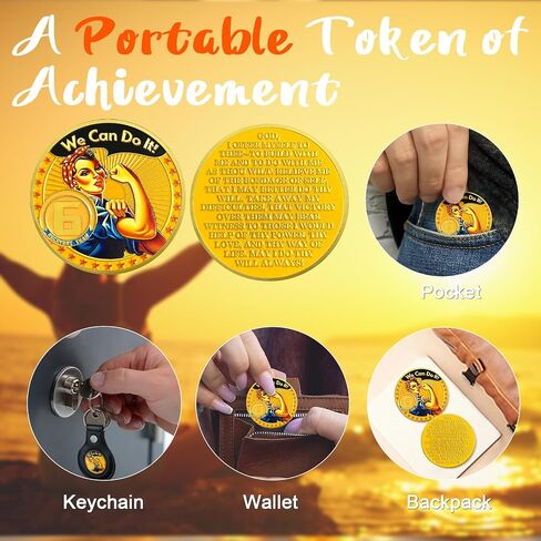 CHURYUML 6 Year Rosie The Riveter Sobriety Coin | Empowering Sobriety Gifts for Women | Six Year Sobriety Chip AA Coins Recovery Anniversary Medallions Alcoholics Anonymous Addiction Recovery Gifts in Saudi Arabia