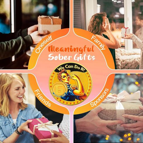 CHURYUML 6 Year Rosie The Riveter Sobriety Coin | Empowering Sobriety Gifts for Women | Six Year Sobriety Chip AA Coins Recovery Anniversary Medallions Alcoholics Anonymous Addiction Recovery Gifts in Saudi Arabia