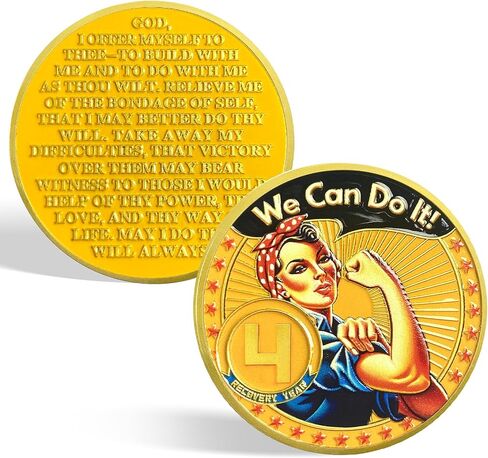 CHURYUML 6 Year Rosie The Riveter Sobriety Coin | Empowering Sobriety Gifts for Women | Six Year Sobriety Chip AA Coins Recovery Anniversary Medallions Alcoholics Anonymous Addiction Recovery Gifts in Saudi Arabia