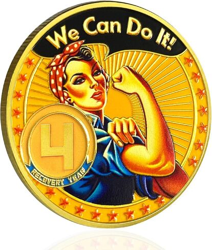 CHURYUML 6 Year Rosie The Riveter Sobriety Coin | Empowering Sobriety Gifts for Women | Six Year Sobriety Chip AA Coins Recovery Anniversary Medallions Alcoholics Anonymous Addiction Recovery Gifts in Saudi Arabia