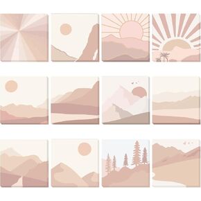 12 Pads Pastel Sticky Notes Boho Style Sticky Notes Assorted Boho Pattern Styles Note Taking Supplies Aesthetic Sticky Notes Cute Self Stick Note Pads for Memo School Office Supplies