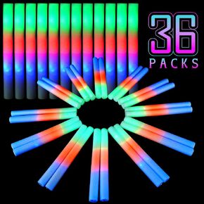 Glow Sticks Bulk, 60 Pcs Giant Foam Glow Sticks with 3 Modes Colorful Flashing, Neon Party Favors, Glow in The Dark Party Supplies for Wedding, Raves, Concert, Camping