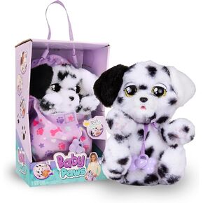 IMC Toys Baby Paws - Dalmatian Puppy with Carrier | Soft and Cuddly Toy Puppy That Make 5 Adorable Sounds for Kids, Ages 4+