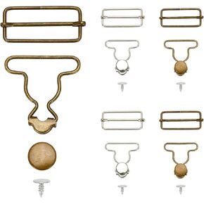 8 Sets Overall Buckles Replacement, Metal Adjustable Overall Clips Replacement Buckle Jeans Accessories Hook Pants Sewing Accessories (Bright White, Bronze)