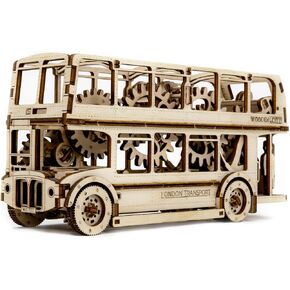 WOODEN.CITY Vintage London Bus - 3D Wooden Model Kits for Adults to Build Bus - Retro 3D Wooden Puzzles for Adults - Brain Teaser for Adults - 216 Parts, 1 to 40 Scale Wooden Vehicle Kit