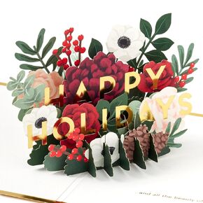 Hallmark Signature Paper Wonder Pop-Up Christmas Card (Happy Holidays) Winter Flowers