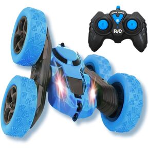 Remote Control Stunt Car RC 4WD High Speed Off-Road Double-Sided Driving 360 Flips Rotating 2.4GHz RC Crawler with Headlights Boys and Girls Toys (Green)