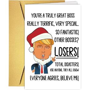 Funny Christmas Card for Boss, Funny Christmas Card for Leader, Boss Christmas Gifts Card From Group, Hilarious Christmas Gift for Boss - Trump Speech Patterns