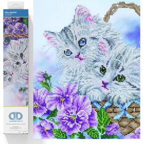 DIAMOND DOTZ ® - Kitty Basket, Partial Drill, Round Dotz, Cat Diamond Painting Kits, Cat Diamond Art, Diamond Art Cat, Diamond Painting Cat, Diamond Painting Kits Cats, 15"x20.5"