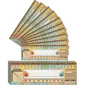 Faccito 40 Pcs Classroom Name Plate, Traditional Manuscript Flat Left or Right Alphabet Name Tags Decoration with Adhesive Dots for School Classroom Student Desks Supply(Map Style)