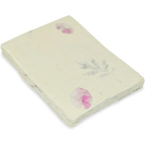 Handmade Lokta Card Stock 5x7 Inch Deckle-Edge Paper with Bougainvillea Petal and Titepati Leaves. for Vintage Stationery, Printing, and Decorative Invitations (50 Sheets, Forest Wanderer)