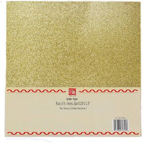 YZH Crafts Glitter Cardstock Paper, No-Shed Shimmer Glitter Papers, Cut Craft and DIY Projects Card stock, Sparkly Paper for Card Making, 12 x 12 Inch, 10 Sheets, 250 GSM (Gold)