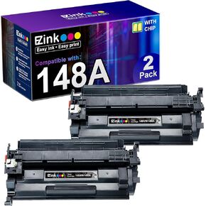 E-Z Ink 148A 148X Compatible Toner Cartridges Replacement for HP 148A W1480A 148X W1480X Toner (with Chip) to Use with HP Pro MFP 4101fdn 4101fdw 4001dn 4001n Printer (Black, 2 Pack)
