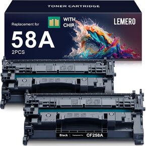 LEMERO 58A Toner Cartridge Black (with Chip) Remanufactured Replacement for HP 58A CF258A for Enterprise M406 Series: M406dn, MFP M430 Series: M430f, Laserjet Pro MFP M428fdw M404dn Printer 2 Pack